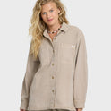 Washed Ashore 2 Long Sleeve Woven Overshirt - Cobblestone