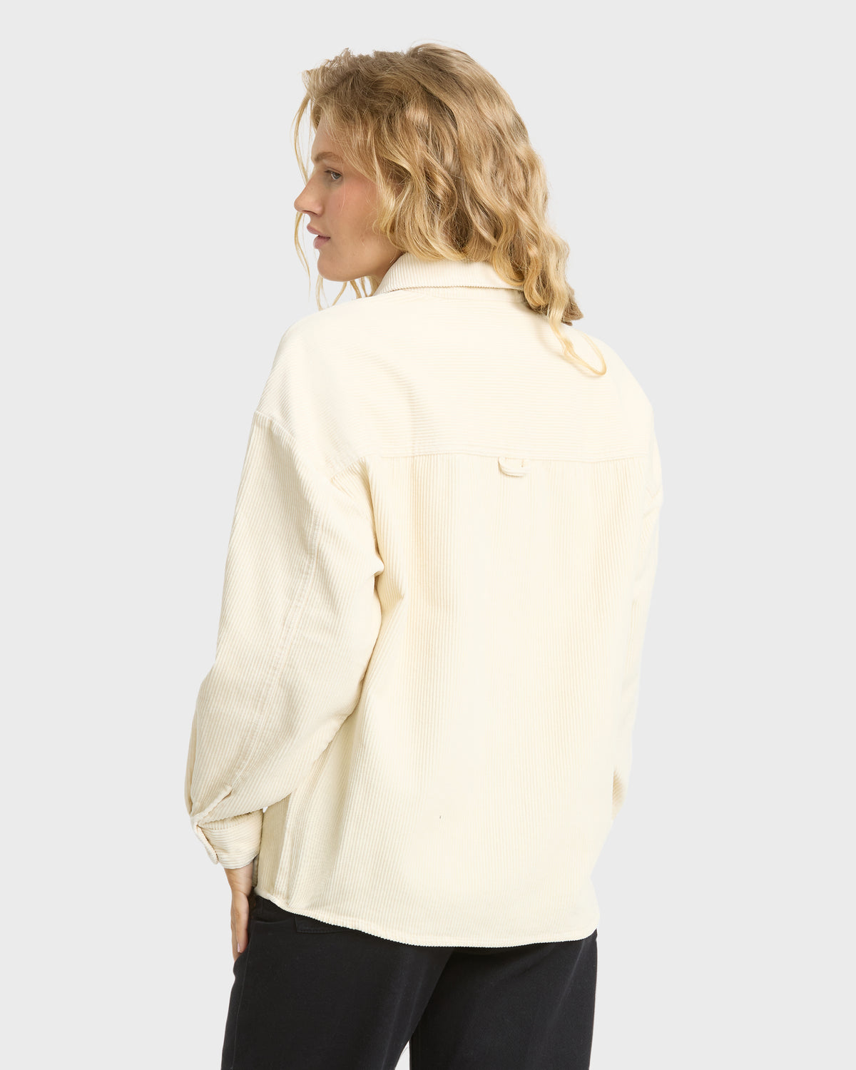 
Cozy Up Long Sleeve Corduroy Overshirt - White Cap
