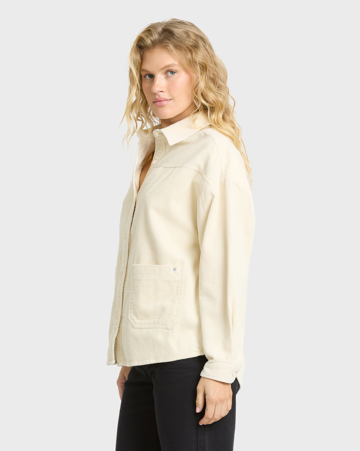 
Cozy Up Long Sleeve Corduroy Overshirt - White Cap