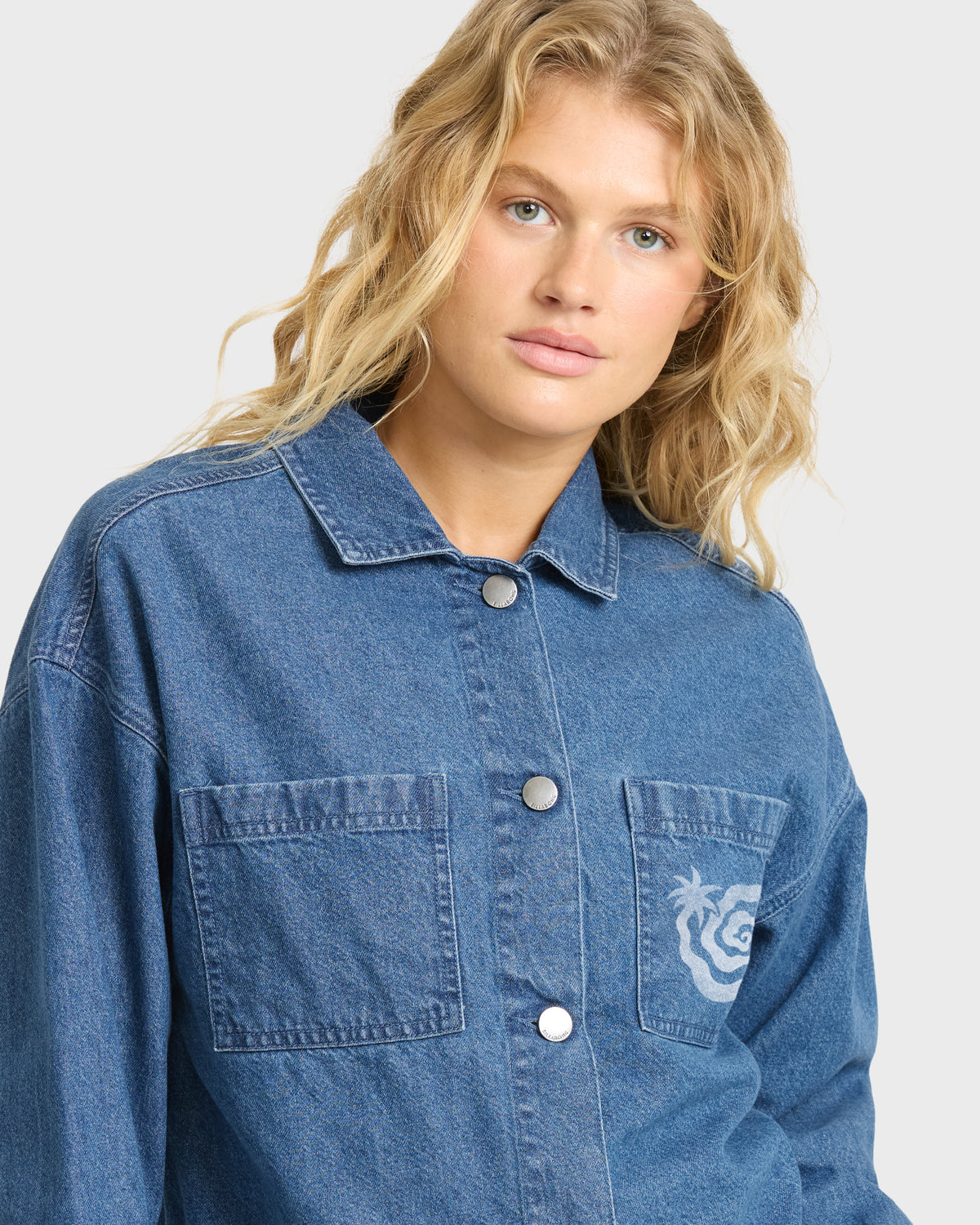 
Tides Saltwashed Long Sleeve Denim Shirt - Blue Smoke