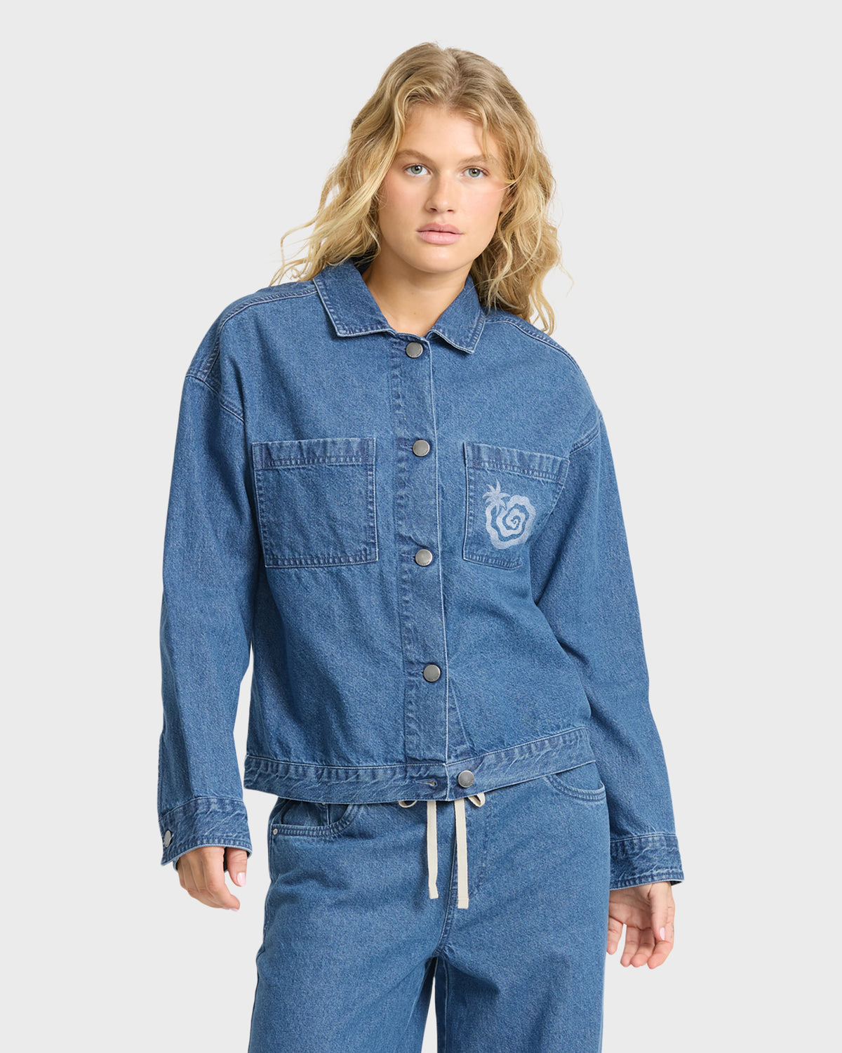 
Tides Saltwashed Long Sleeve Denim Shirt - Blue Smoke