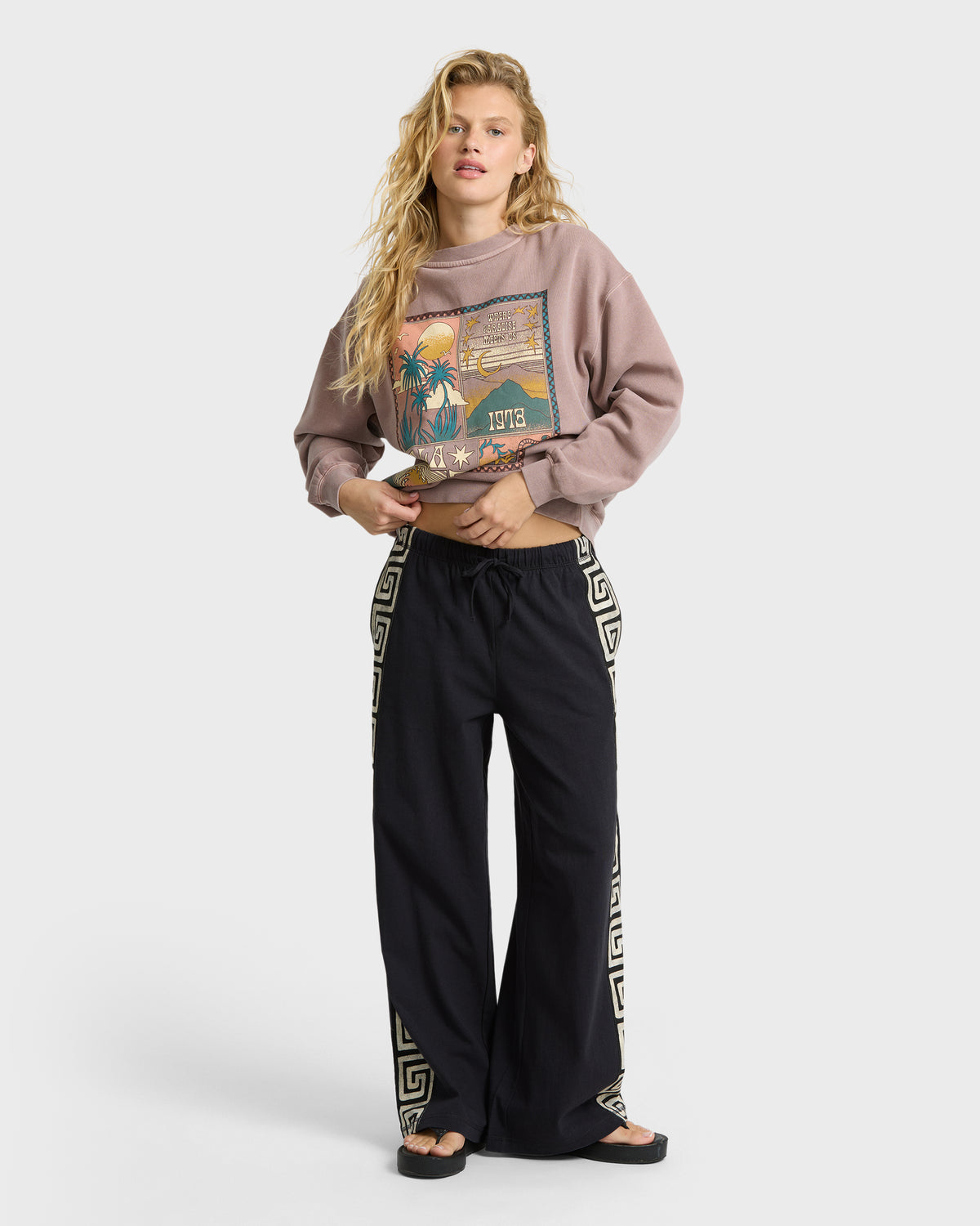 
That Feeling Elastic Waist Pants - Black Sands