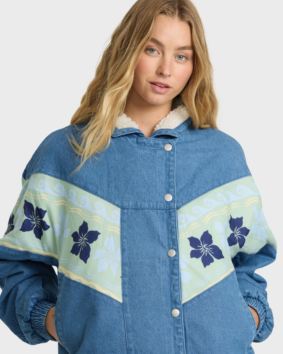 
Surfs Call Fleece Lined Denim Jacket - Blue Smoke