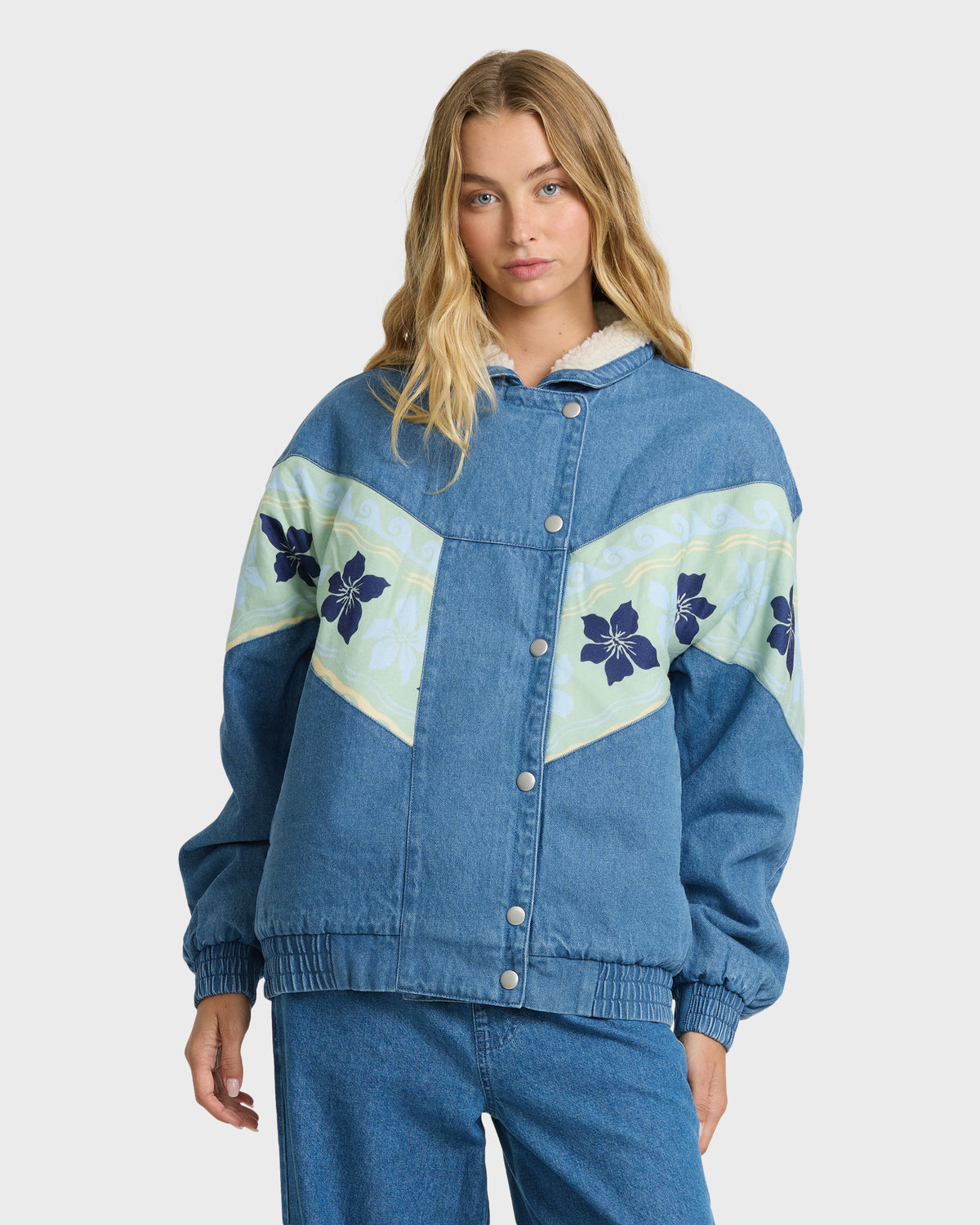 
Surfs Call Fleece Lined Denim Jacket - Blue Smoke