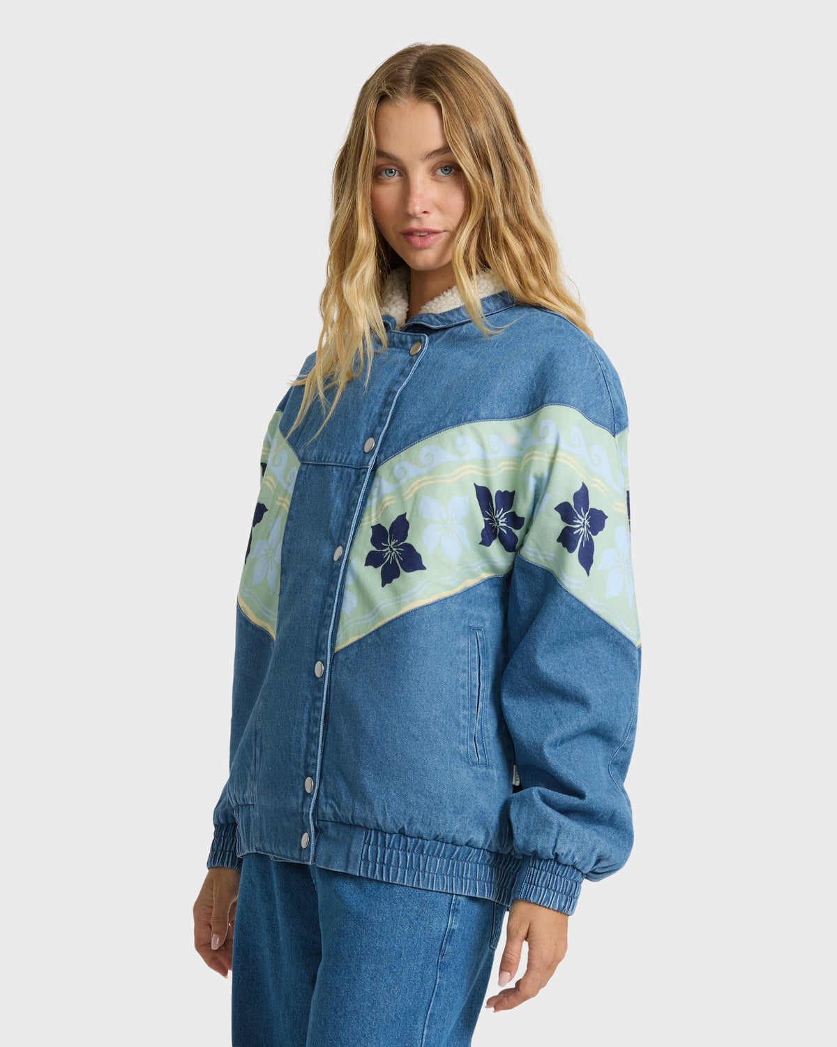 
Surfs Call Fleece Lined Denim Jacket - Blue Smoke