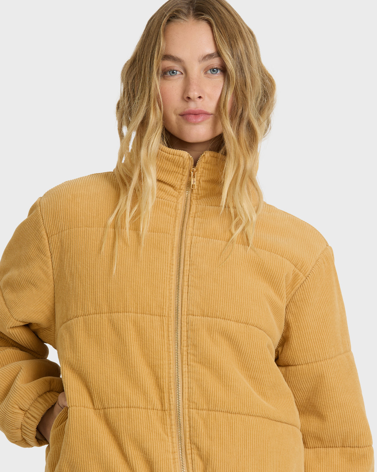 
Winter Waves Corduroy Bomber Jacket - Curry