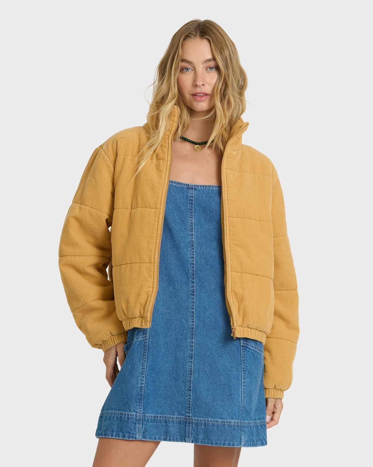 
Winter Waves Corduroy Bomber Jacket - Curry