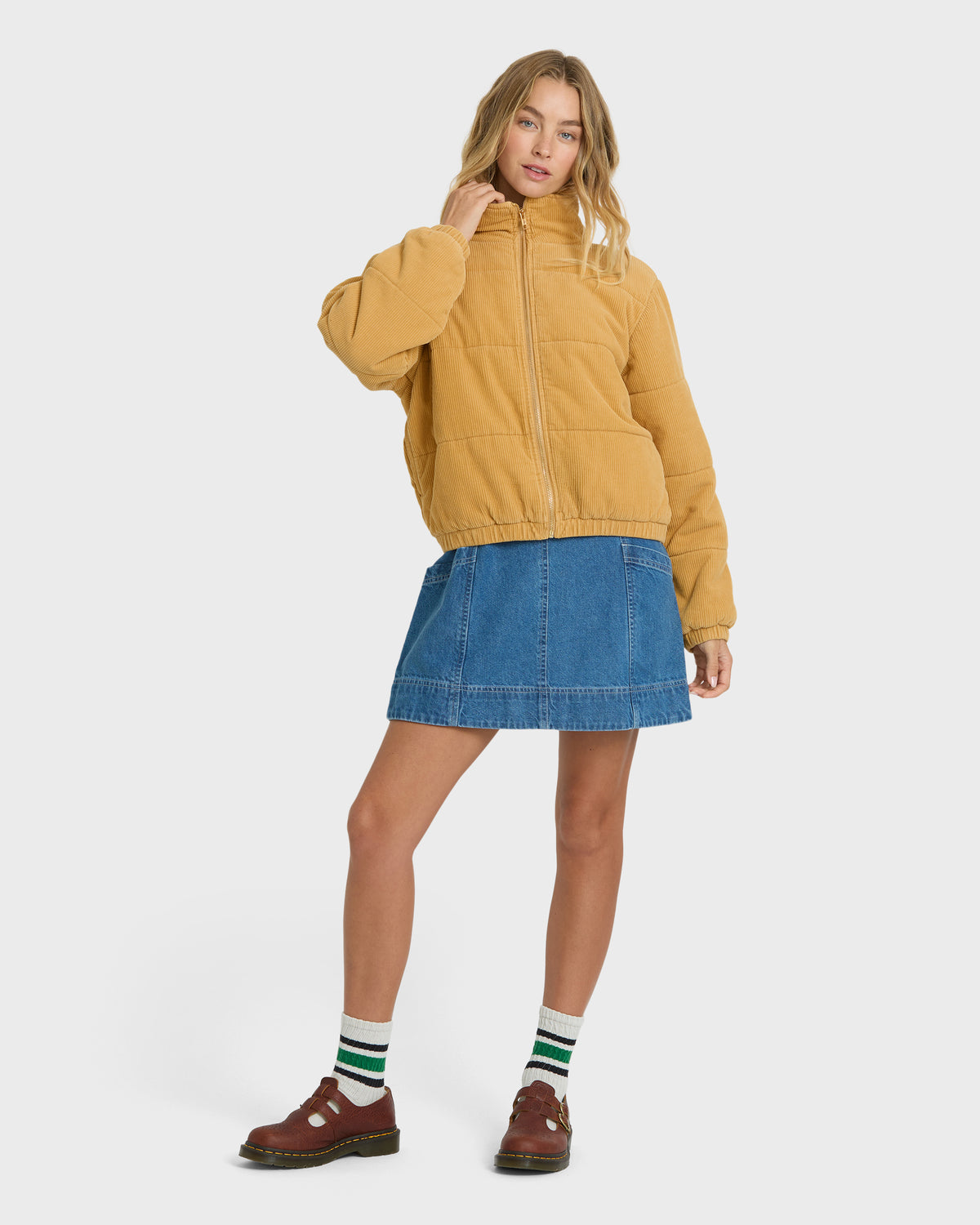
Winter Waves Corduroy Bomber Jacket - Curry