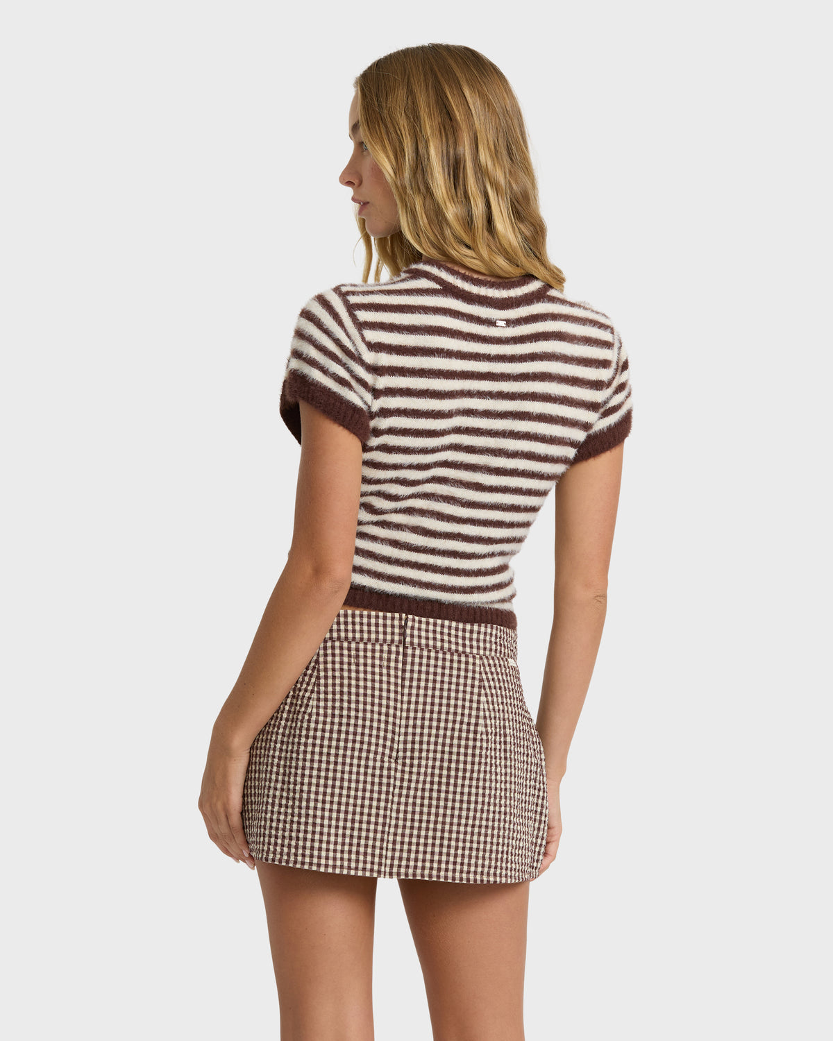 
Dainty Check Skort - Teak