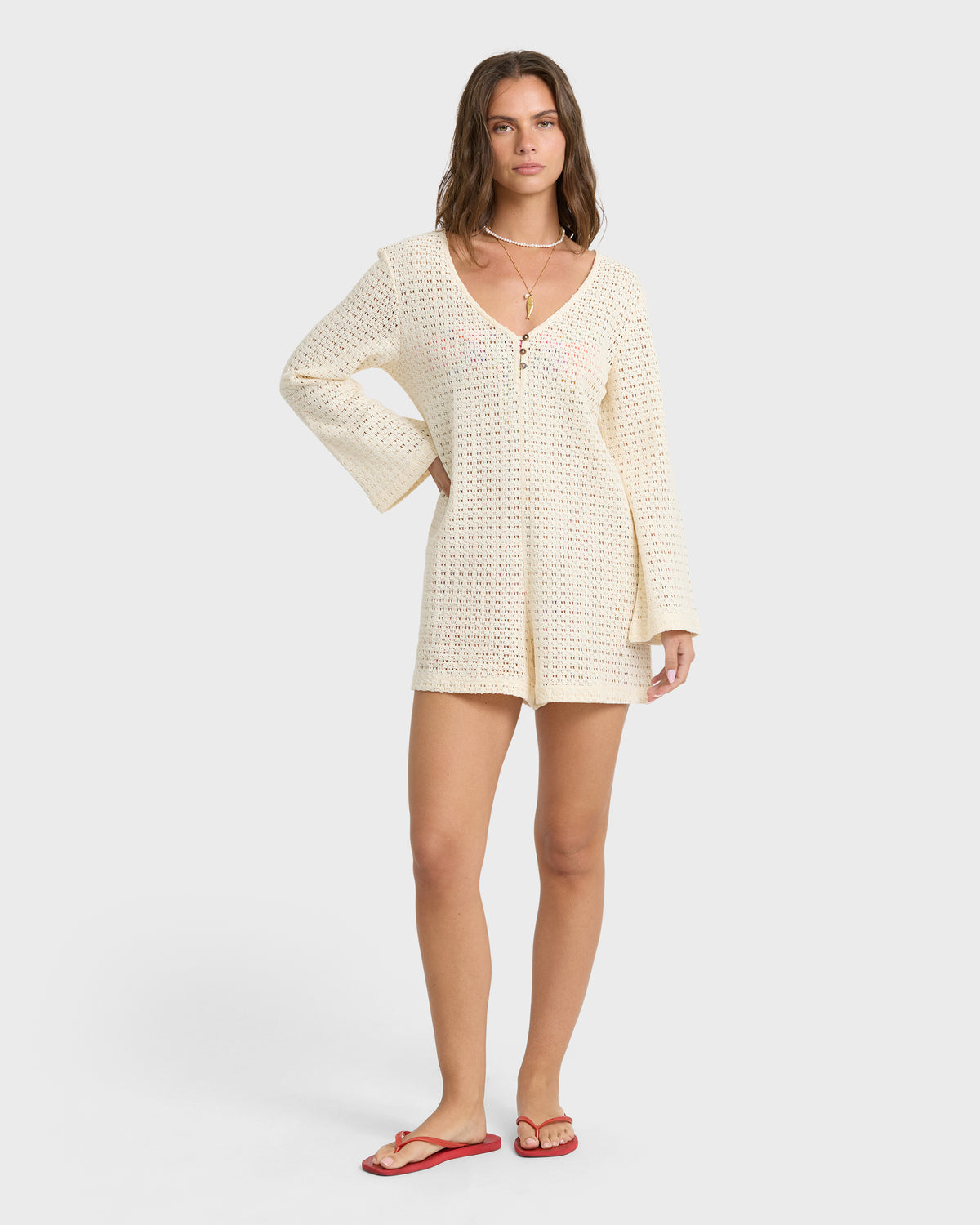 
Isla Cover-Up Romper - White Cap