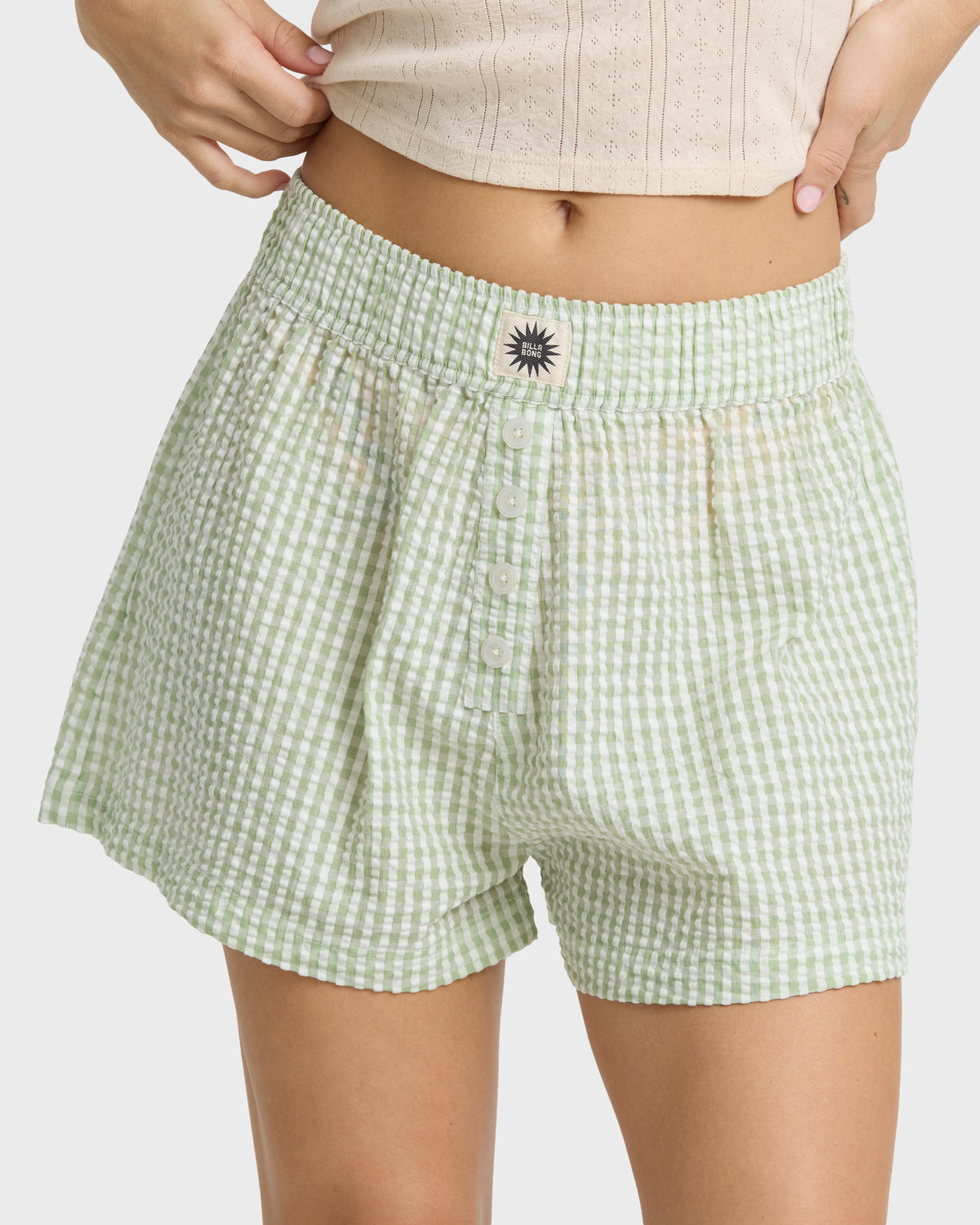 
Just For You Short Check Seersucker Shorts - Crystal Green