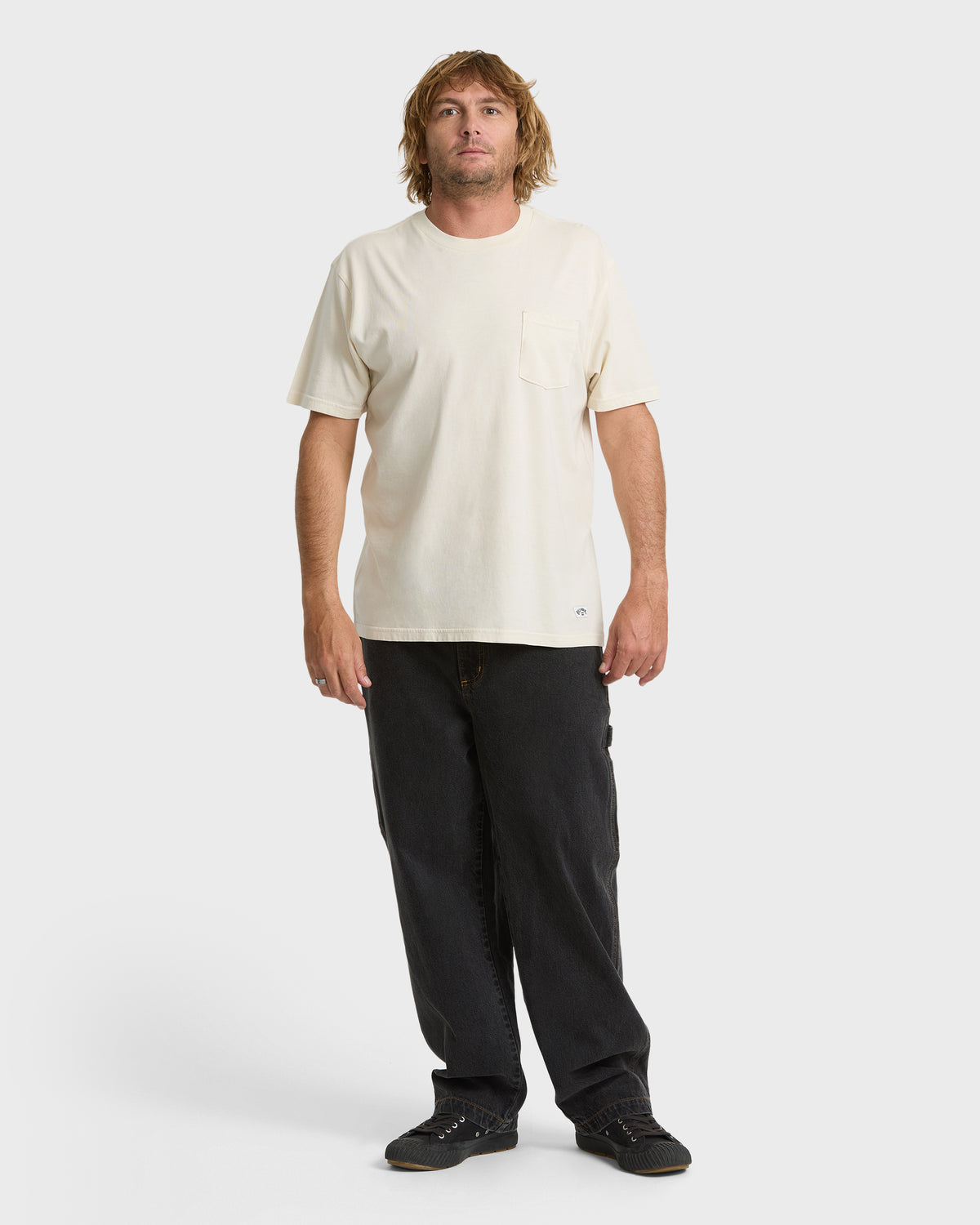 
Essential Wave Washed Premium Short Sleeve Pocket Tee - Oatmeal