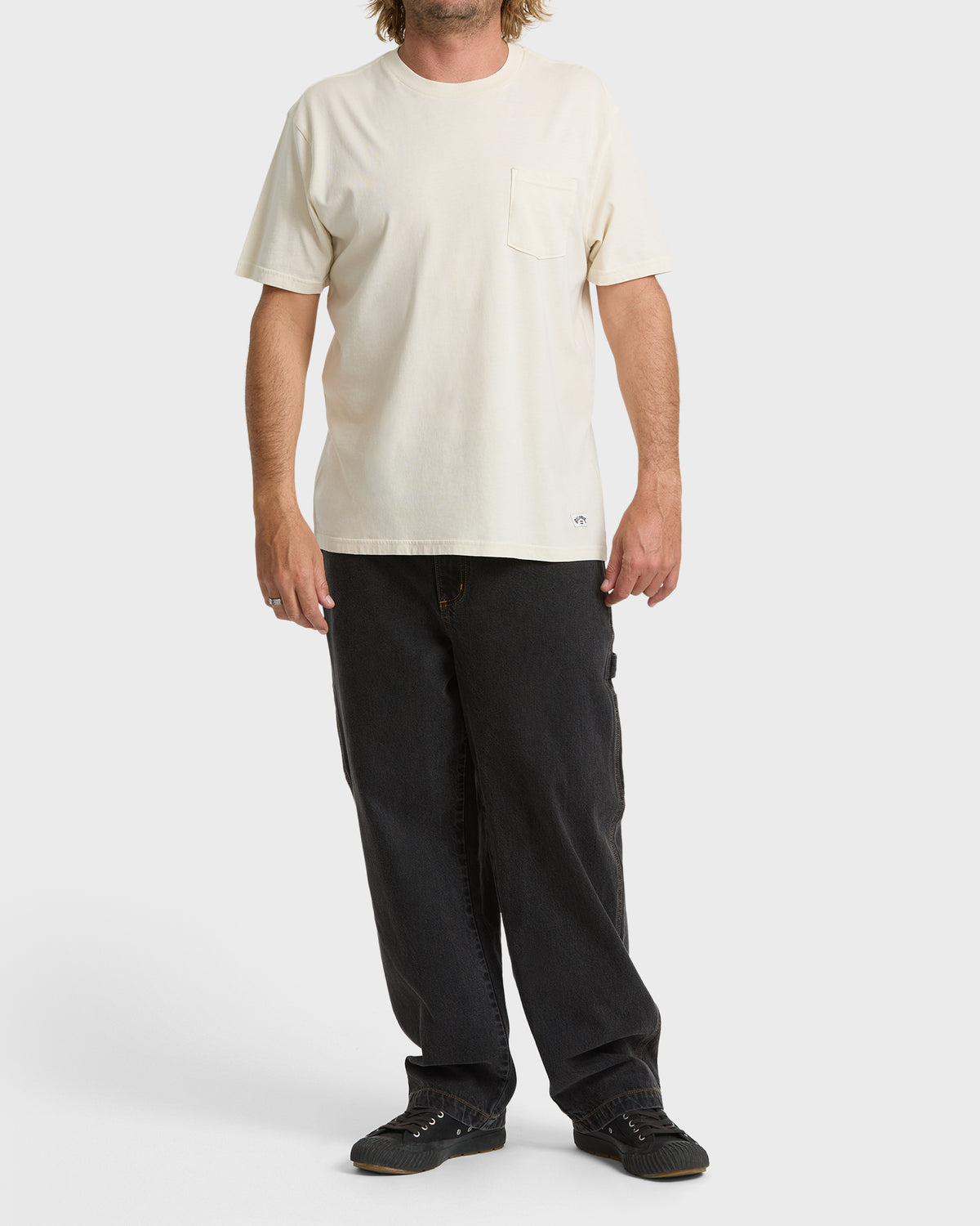 
Essential Wave Washed Premium Short Sleeve Pocket Tee - Oatmeal