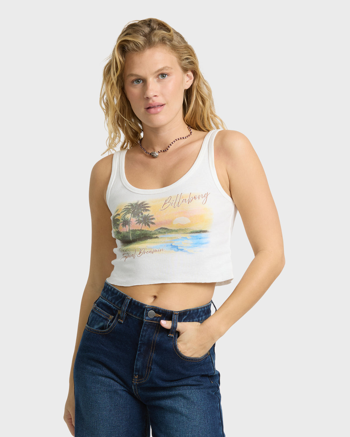 
Tropical Dreamin Tank Top - Salt Crystal