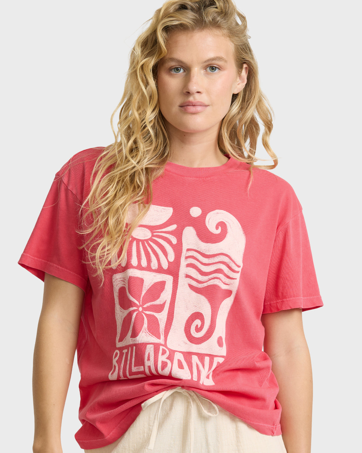 
Waves And Flowers Short Sleeve Jersey T-Shirt - Rouge Red