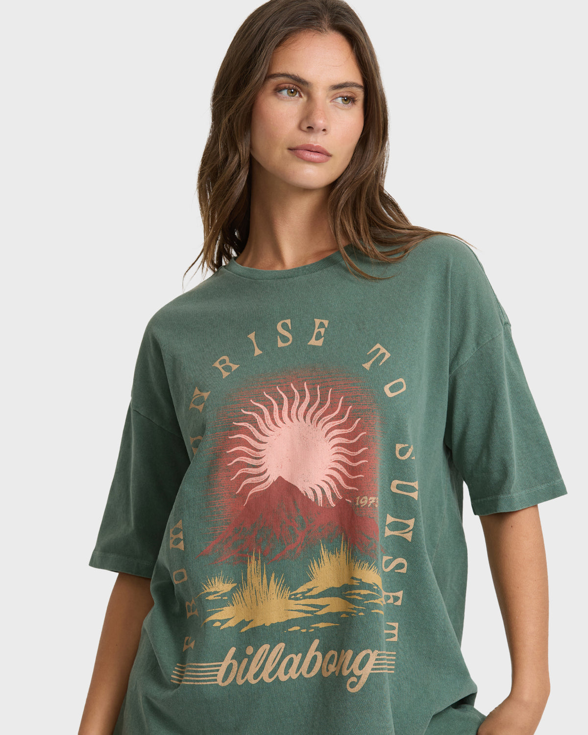 
Sunset View Short Sleeve Cotton T-Shirt - Rain Forest