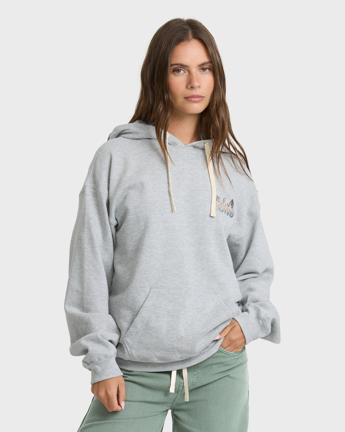 
Retro Vibes Pullover Hoodie - Heather Gray