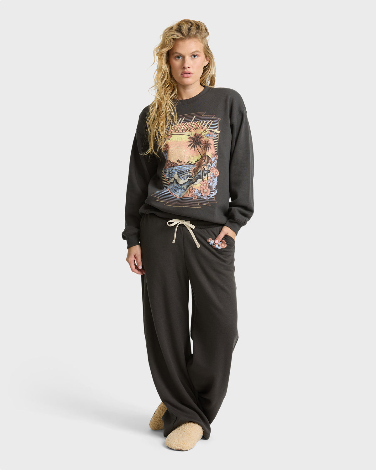 
What A View Fleece Sweatpants - Off Black