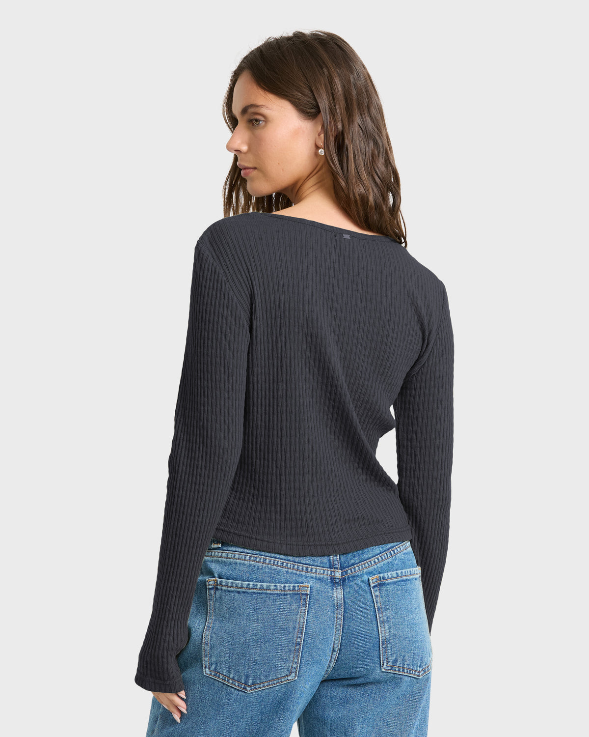 
Sweet Coast Long Sleeve Knit Top - Black Sands