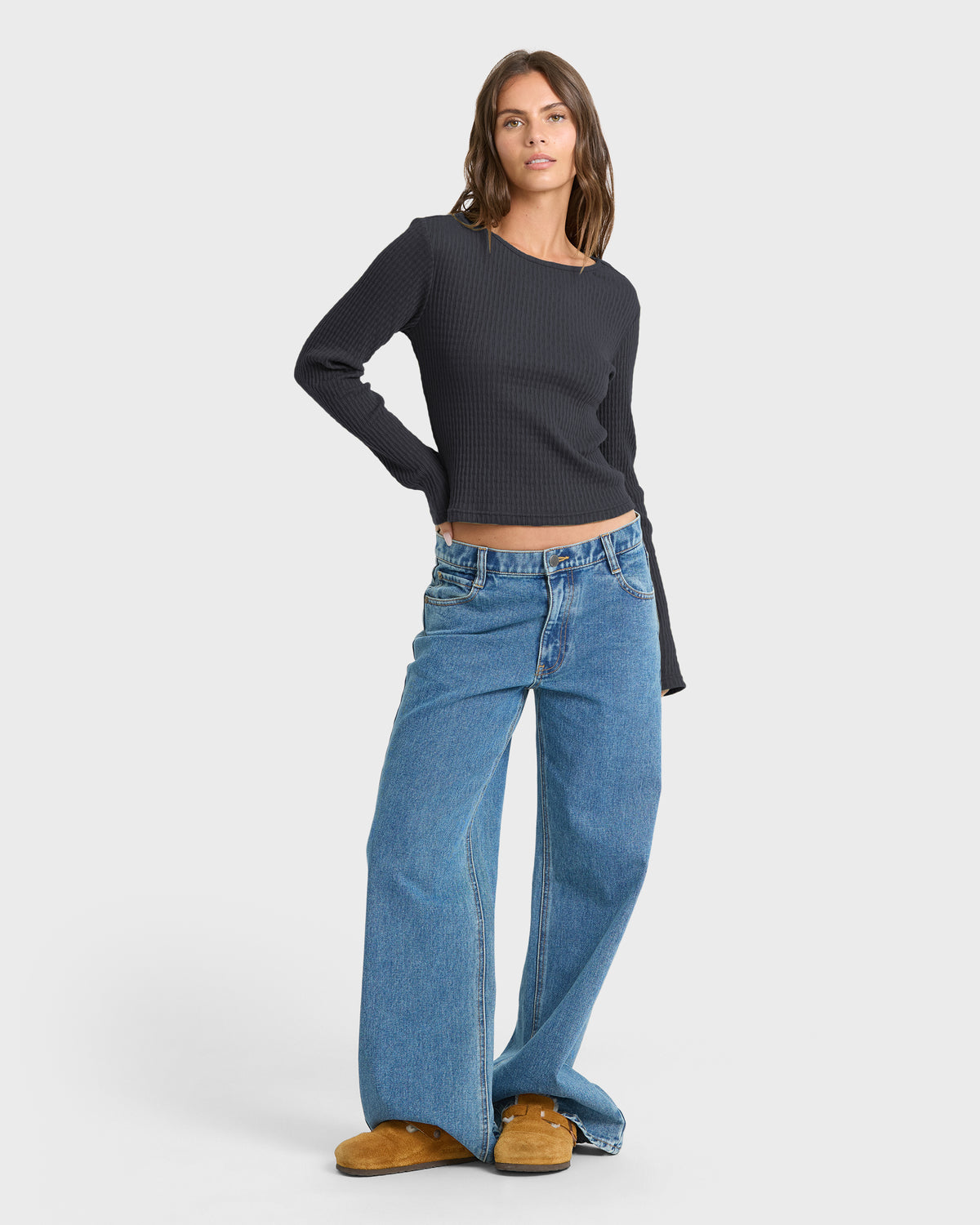 
Sweet Coast Long Sleeve Knit Top - Black Sands