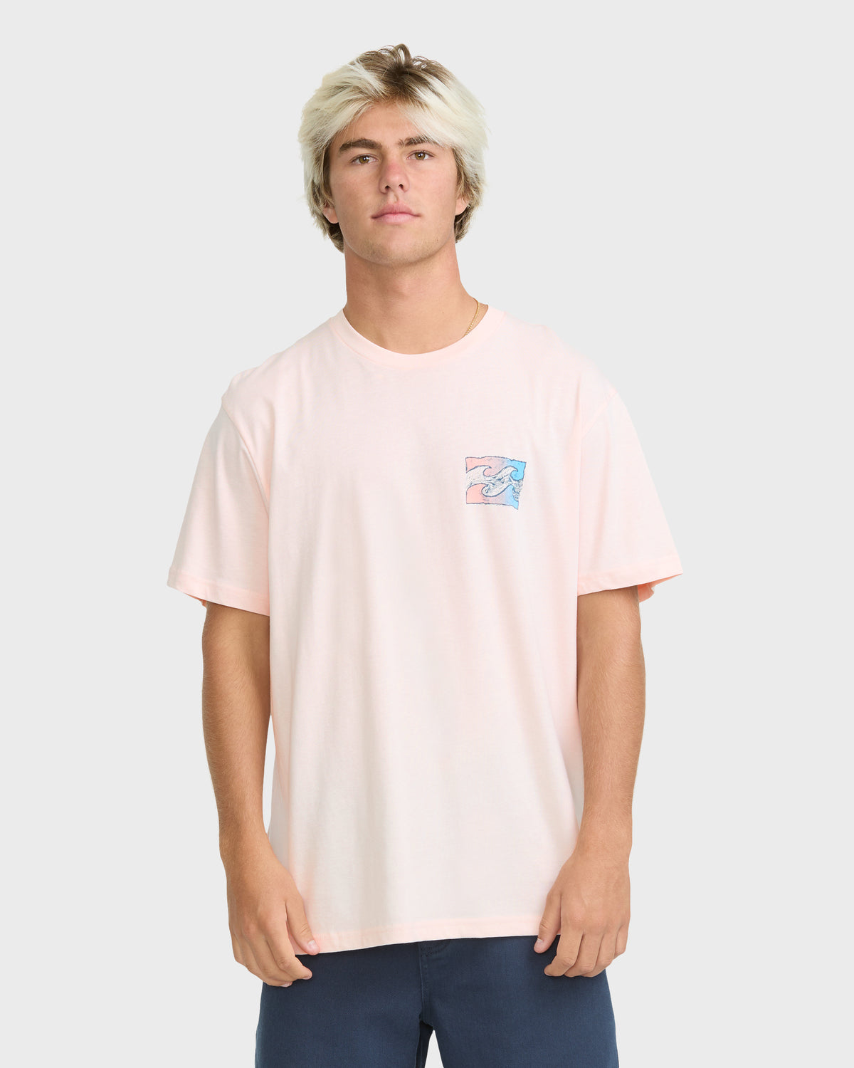 
Crayon Wave Premium Short Sleeve Cotton Graphic T-Shirt - Light Pink