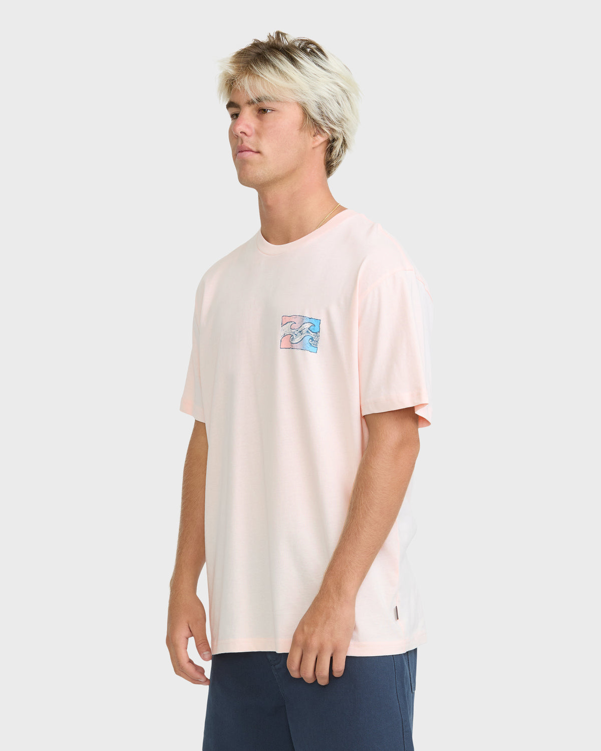 
Crayon Wave Premium Short Sleeve Cotton Graphic T-Shirt - Light Pink