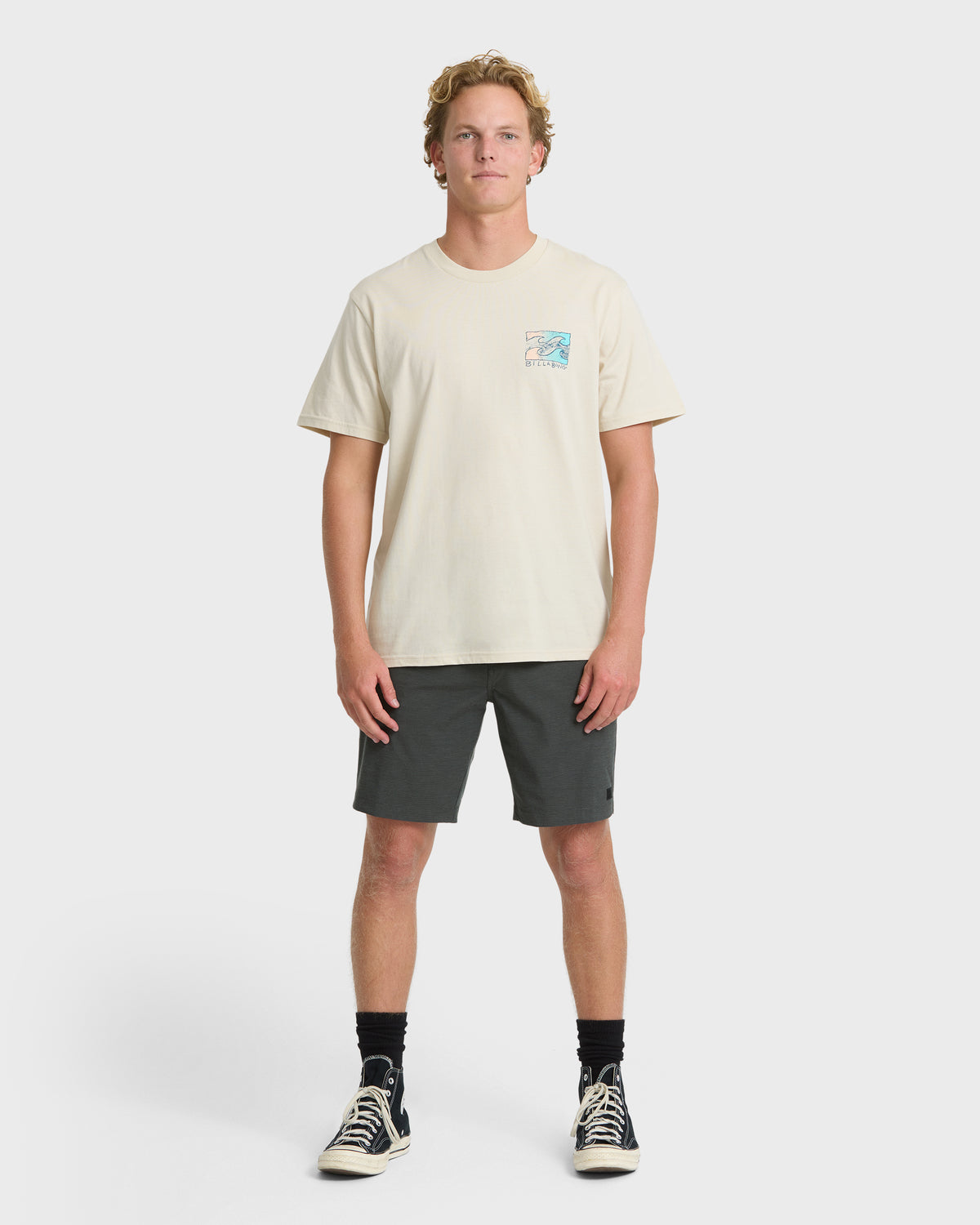 
Crayon Wave Premium Short Sleeve Cotton Graphic T-Shirt - Oatmeal