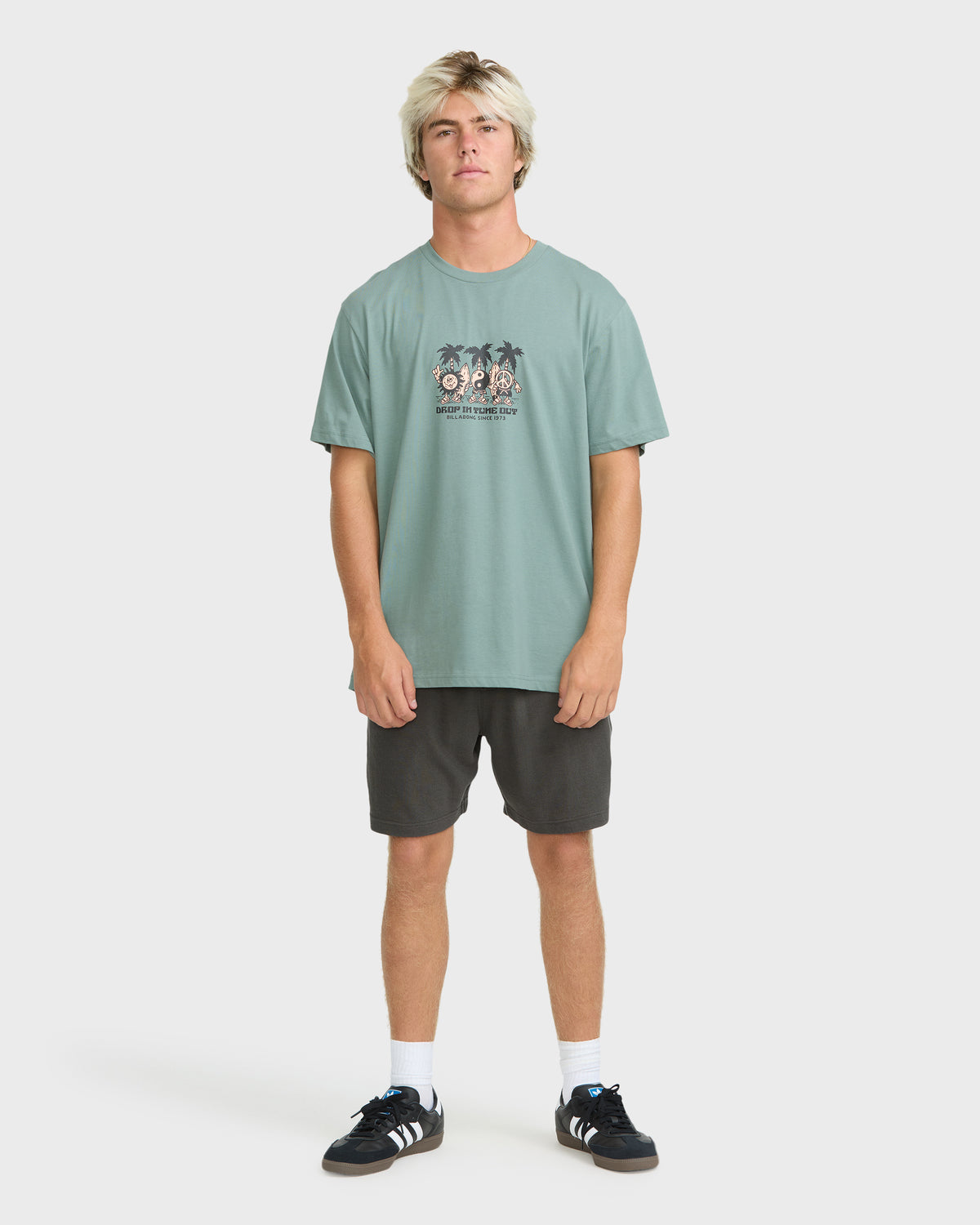 
Tune Out Premium Short Sleeve Knit T-Shirt - Silt Green