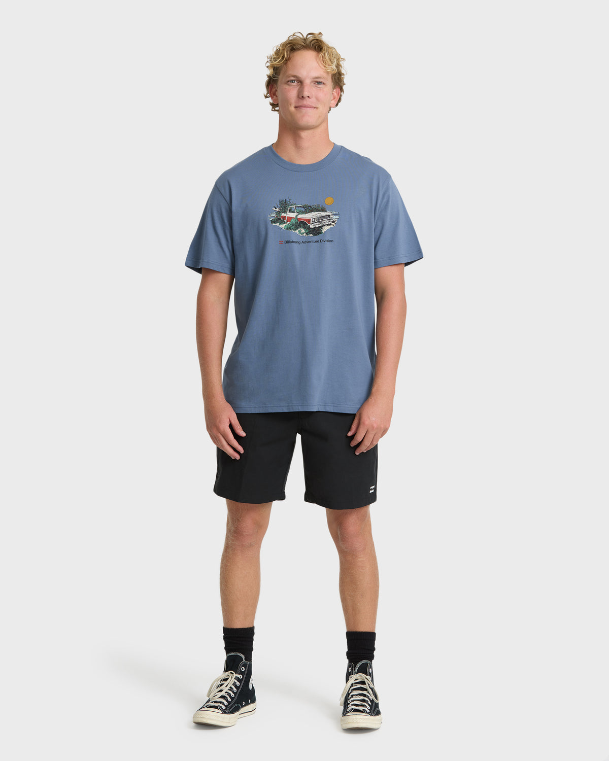 
Abandoned Adventure Division Short Sleeve Cotton T-Shirt - China Blue