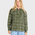 Fadeaway Long Sleeve Corduroy Shacket - Canteen