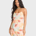 So Simple Crinkle Mini Dress - Orange Multi