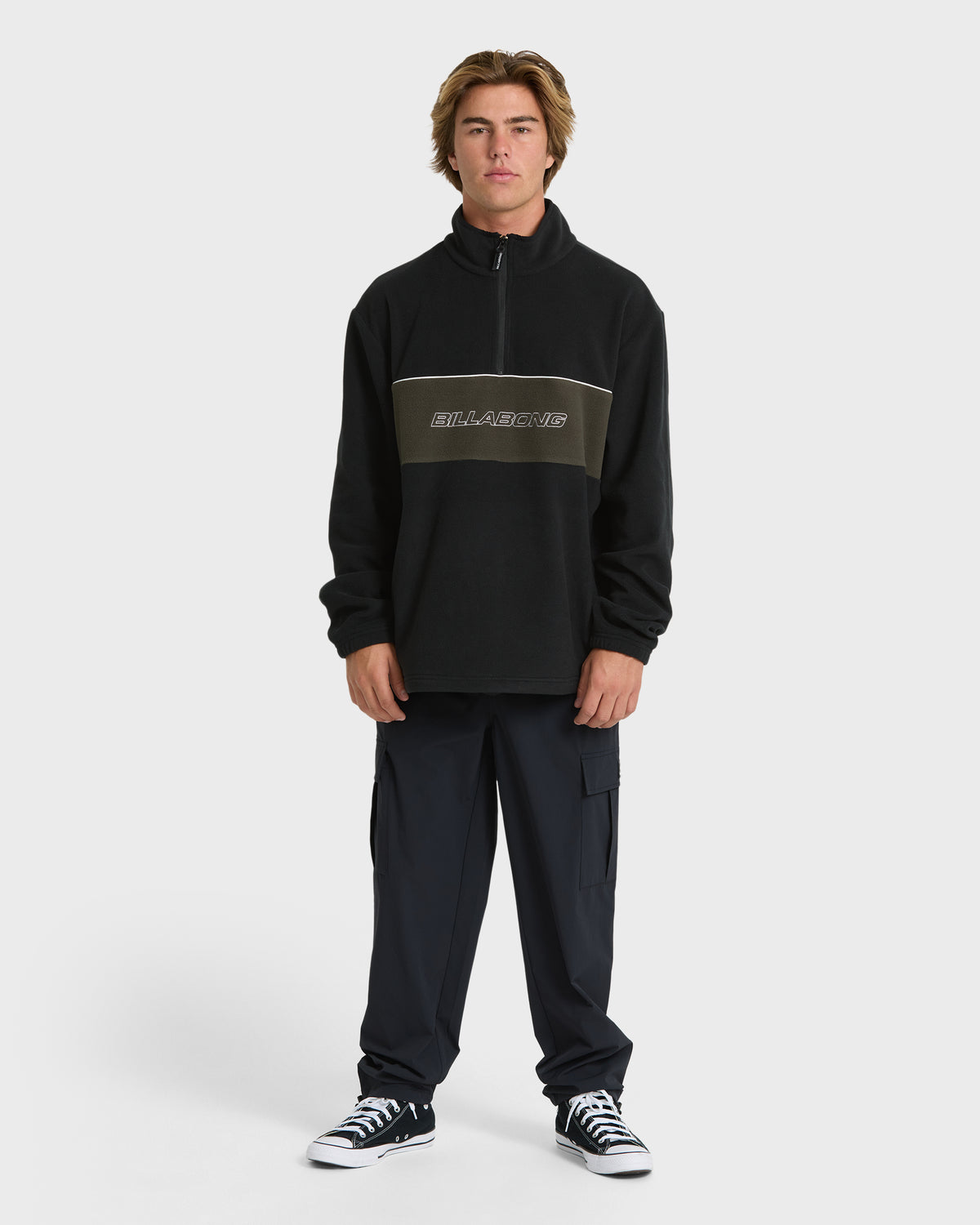
Blueprint Mock Neck Quarter-Zip Fleece - Black