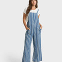 Pacific Time Saltwashed Stripe Jumpsuit - Blue Smoke