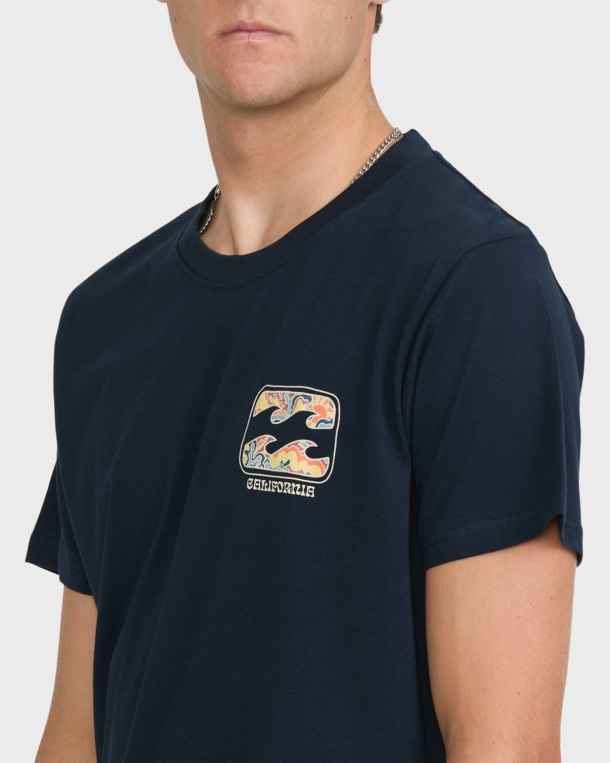 Crayon-Wave-California-Short-Sleeve-Cotton-T-Shirt-Navy-5