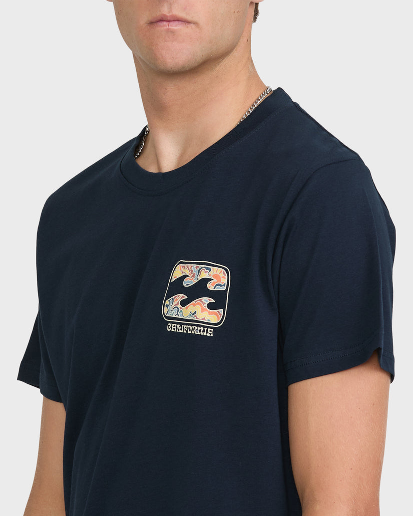 Crayon-Wave-California-Short-Sleeve-Cotton-T-Shirt-Navy-5