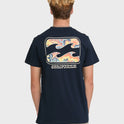 Crayon Wave California Short Sleeve Cotton T-Shirt - Navy