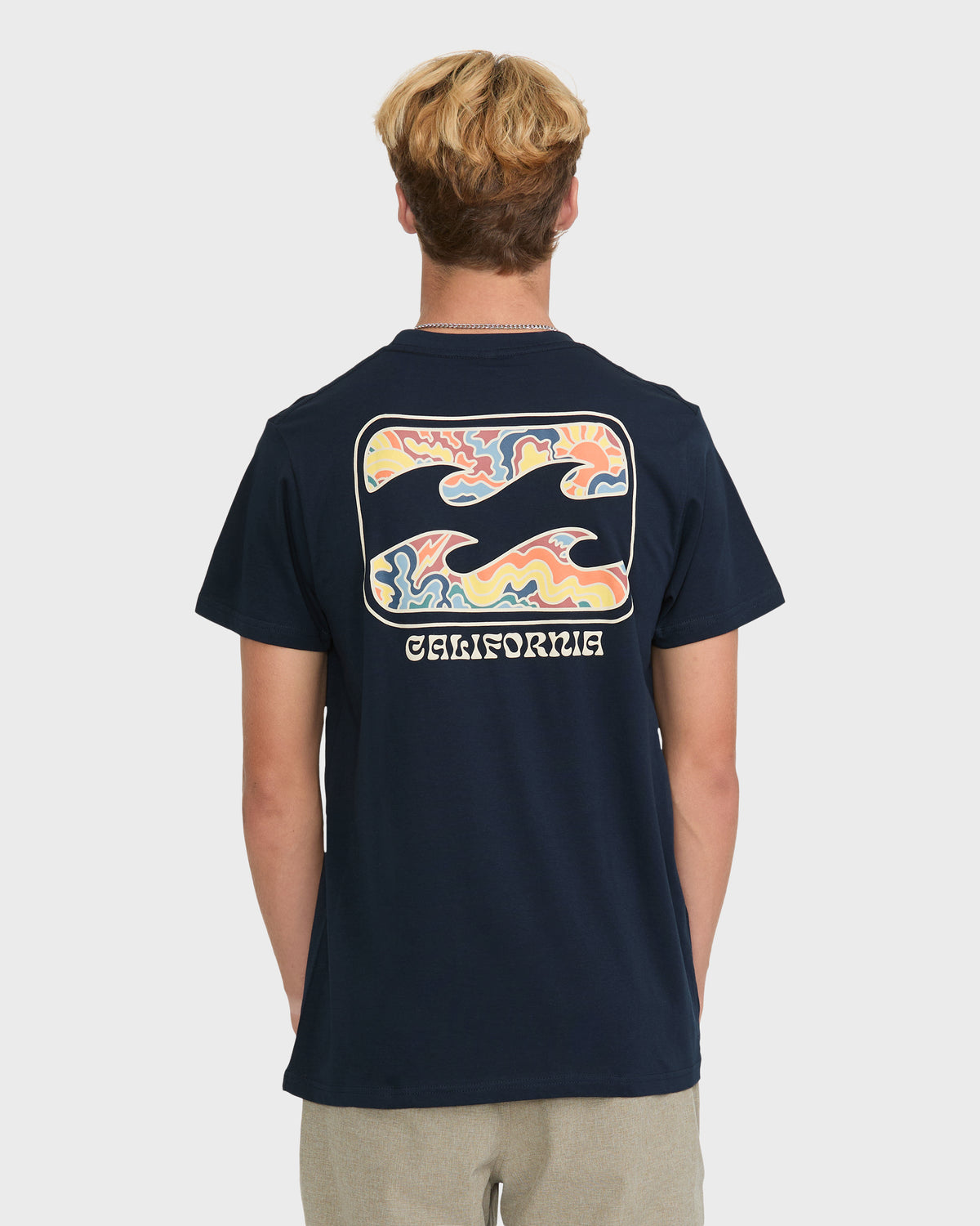 Crayon-Wave-California-Short-Sleeve-Cotton-T-Shirt-Navy-2