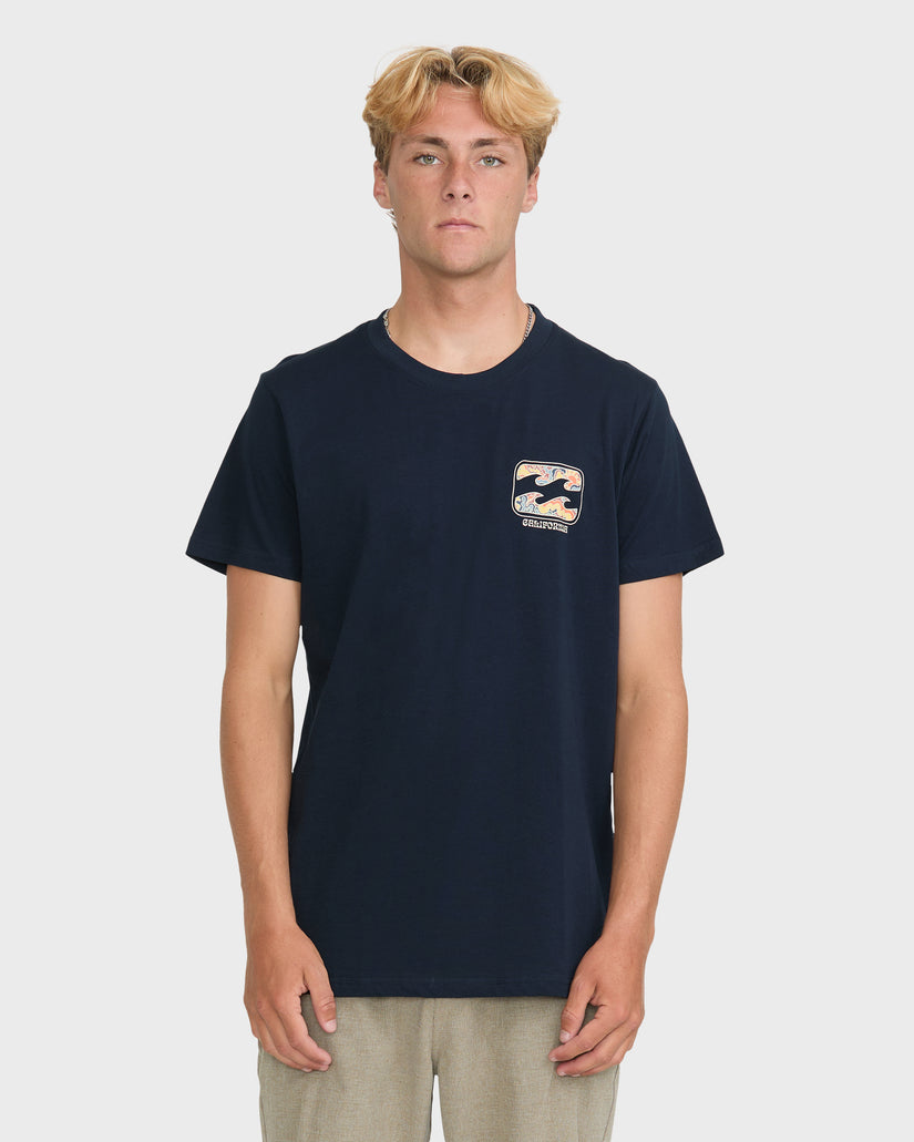 Crayon-Wave-California-Short-Sleeve-Cotton-T-Shirt-Navy-1