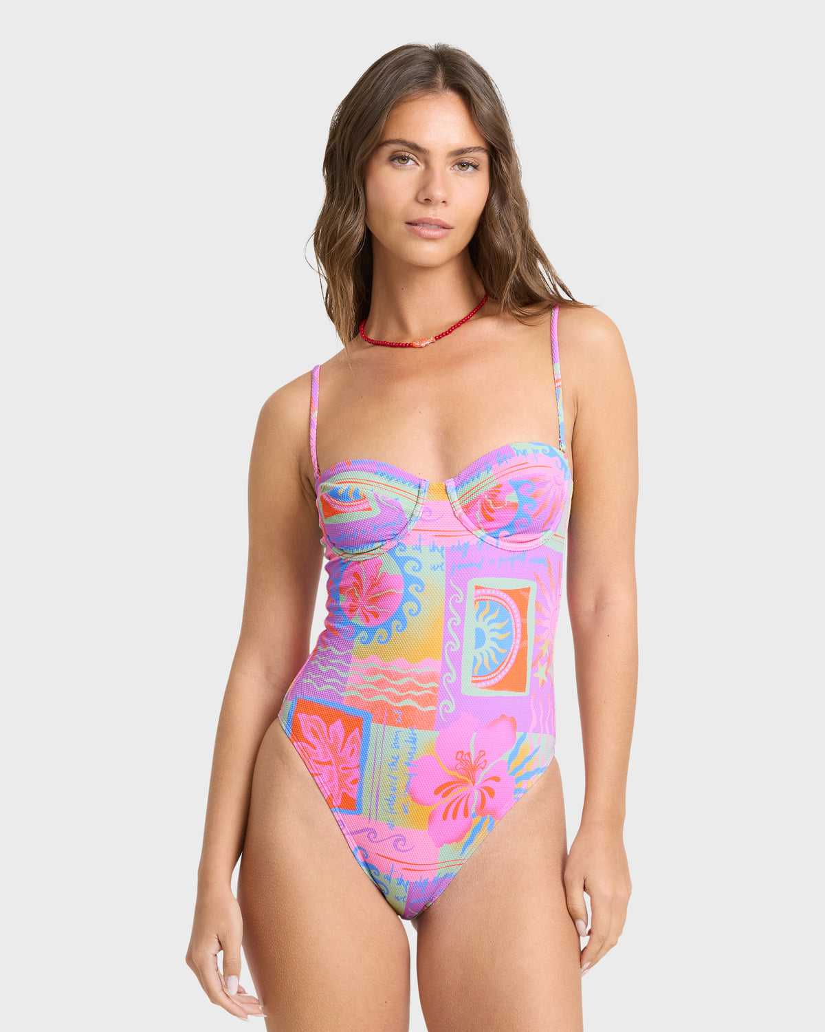 
Sunset Wave Hailey One-Piece Swimsuit - Pink Multi