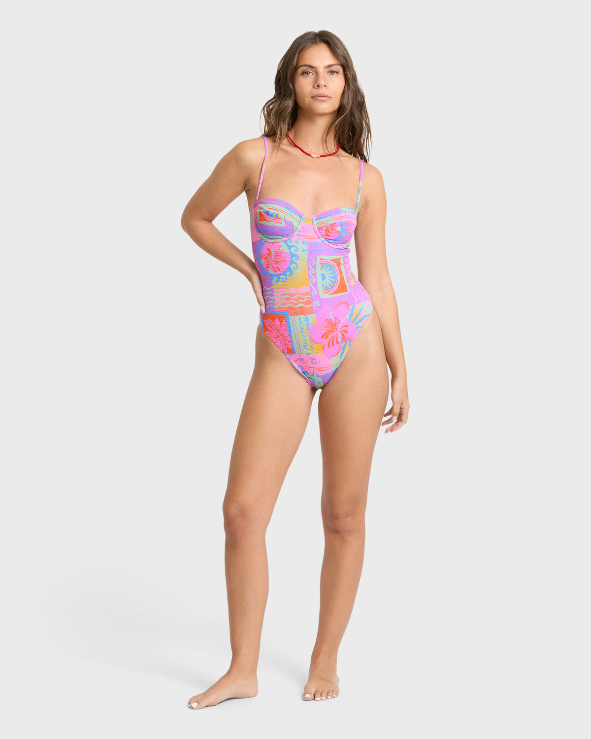 
Sunset Wave Hailey One-Piece Swimsuit - Pink Multi