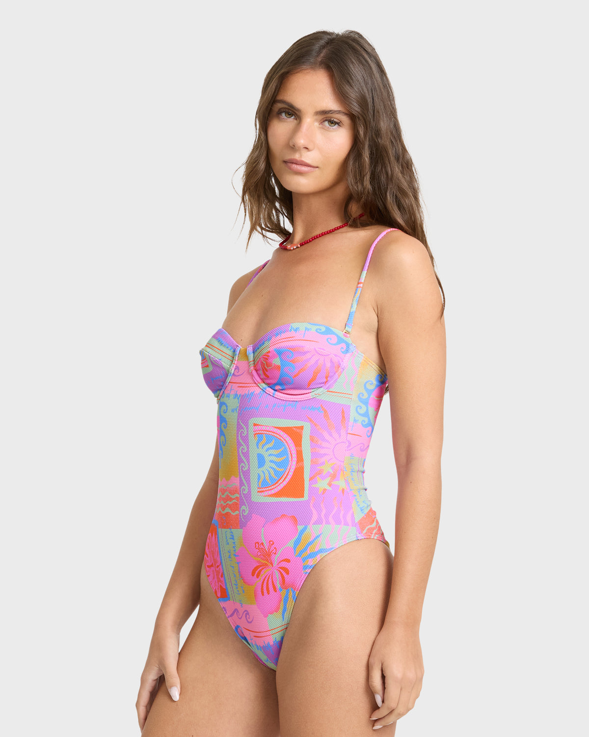 
Sunset Wave Hailey One-Piece Swimsuit - Pink Multi