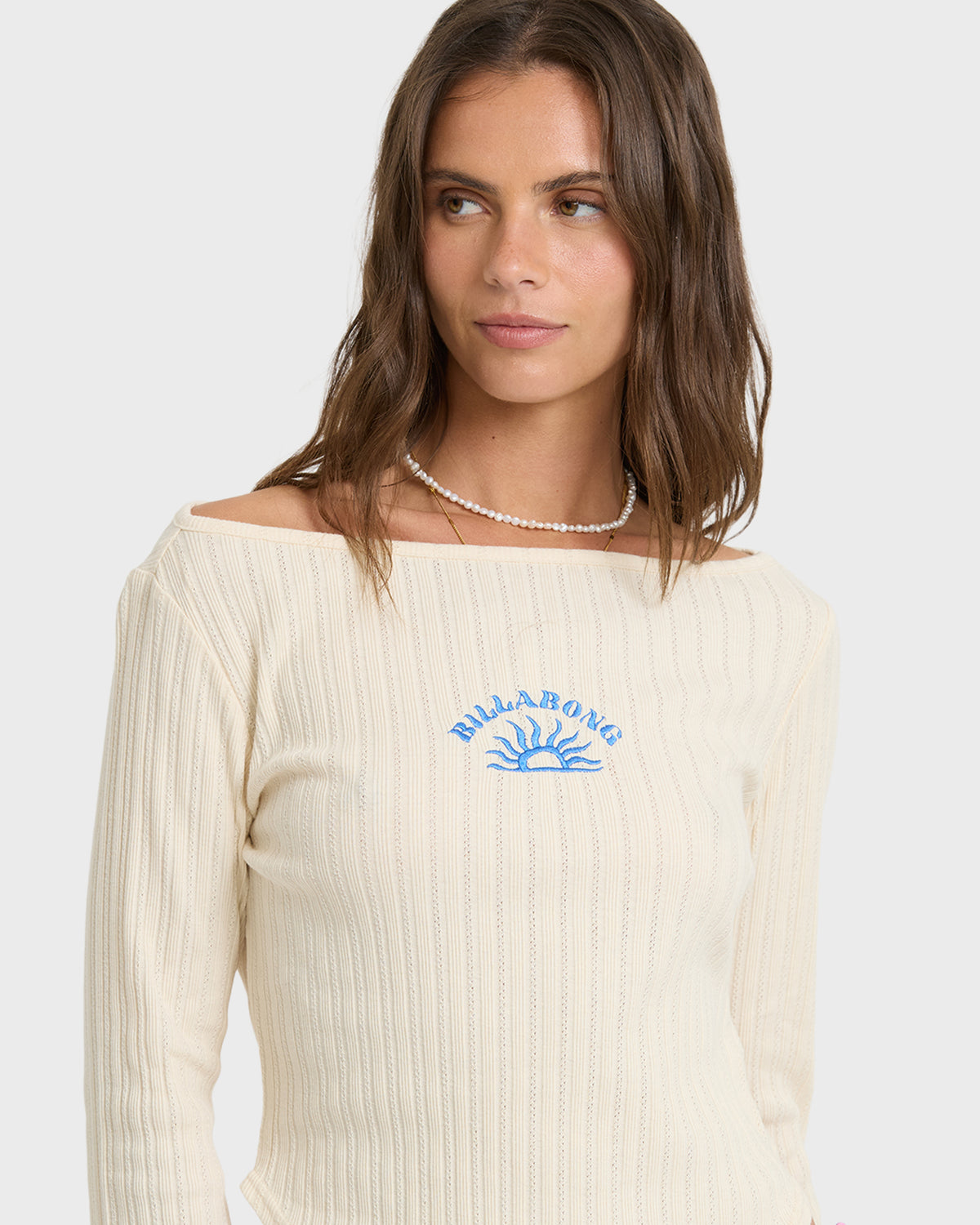 
Sunset Wave 3/4 Sleeve Knit Top - White Cap