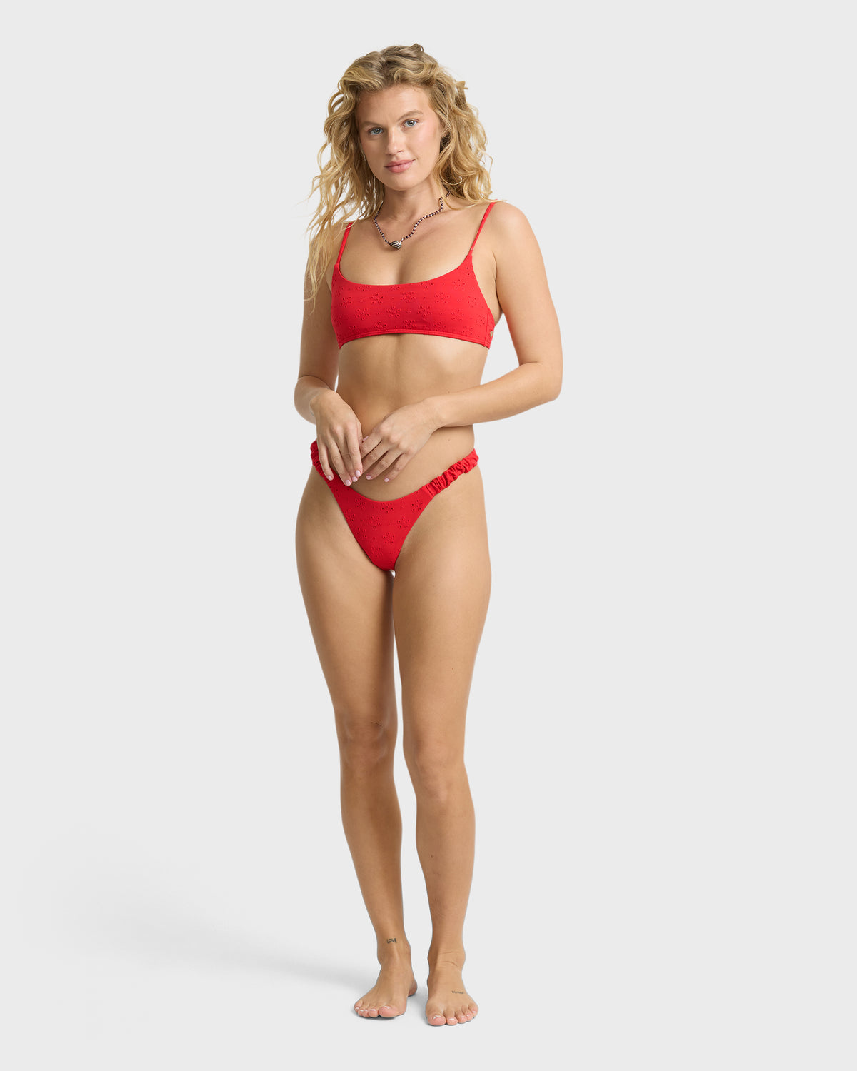 
Simply Sweet Eyelet Jaclyn Crop Bikini Top - Hibiscus