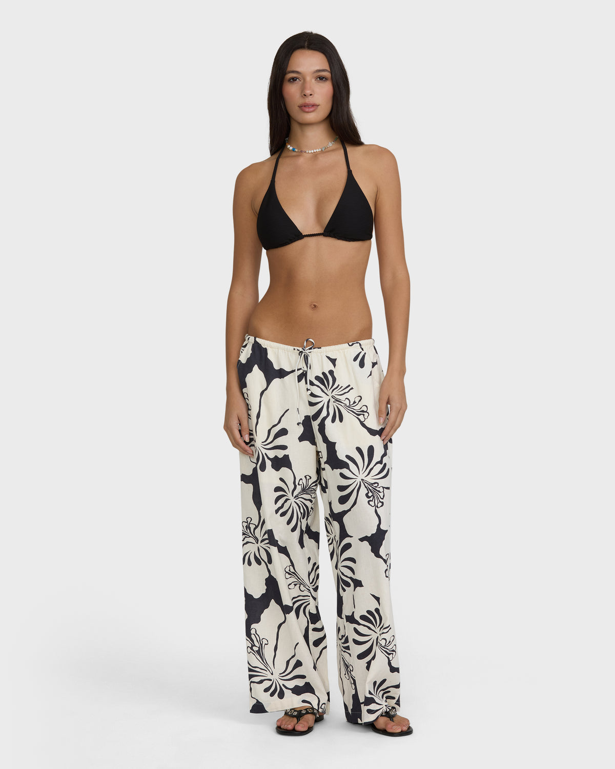 
Beach Bound Elastic Waist Pants - Black Sands
