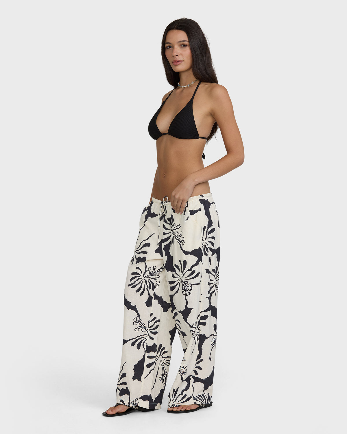 
Beach Bound Elastic Waist Pants - Black Sands
