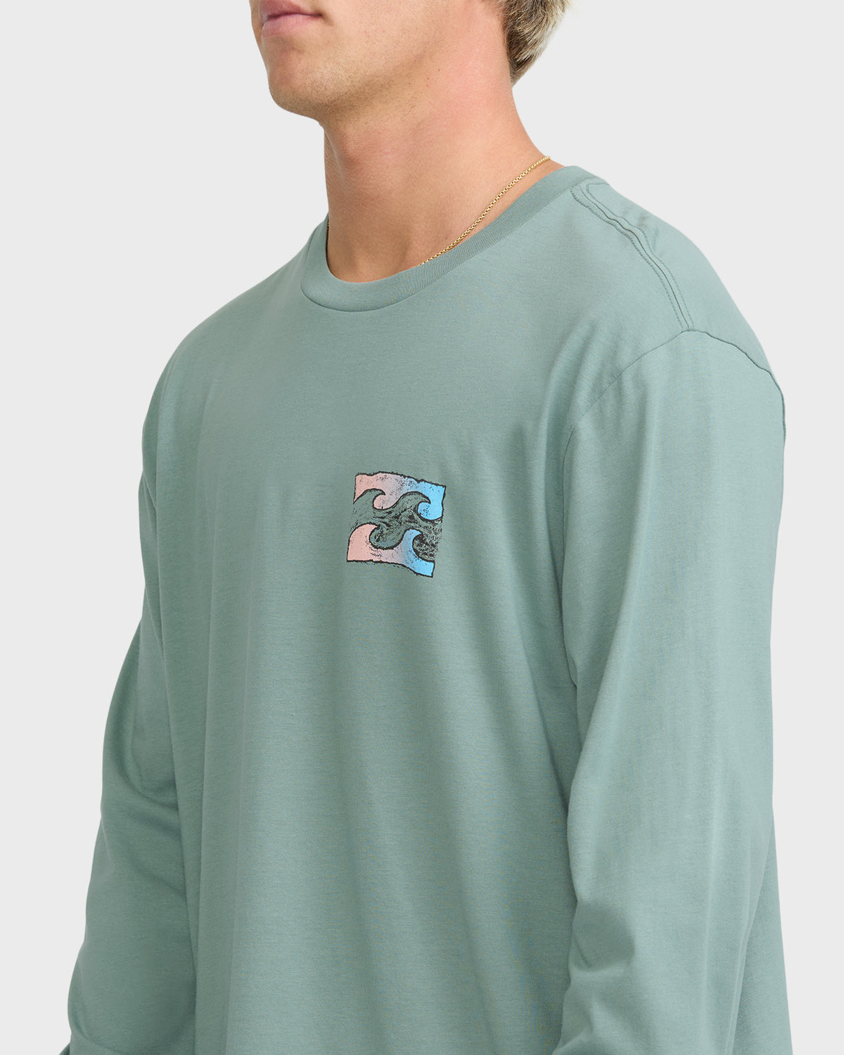 
Crayon Wave Premium Long Sleeve Knit T-Shirt - Silt Green