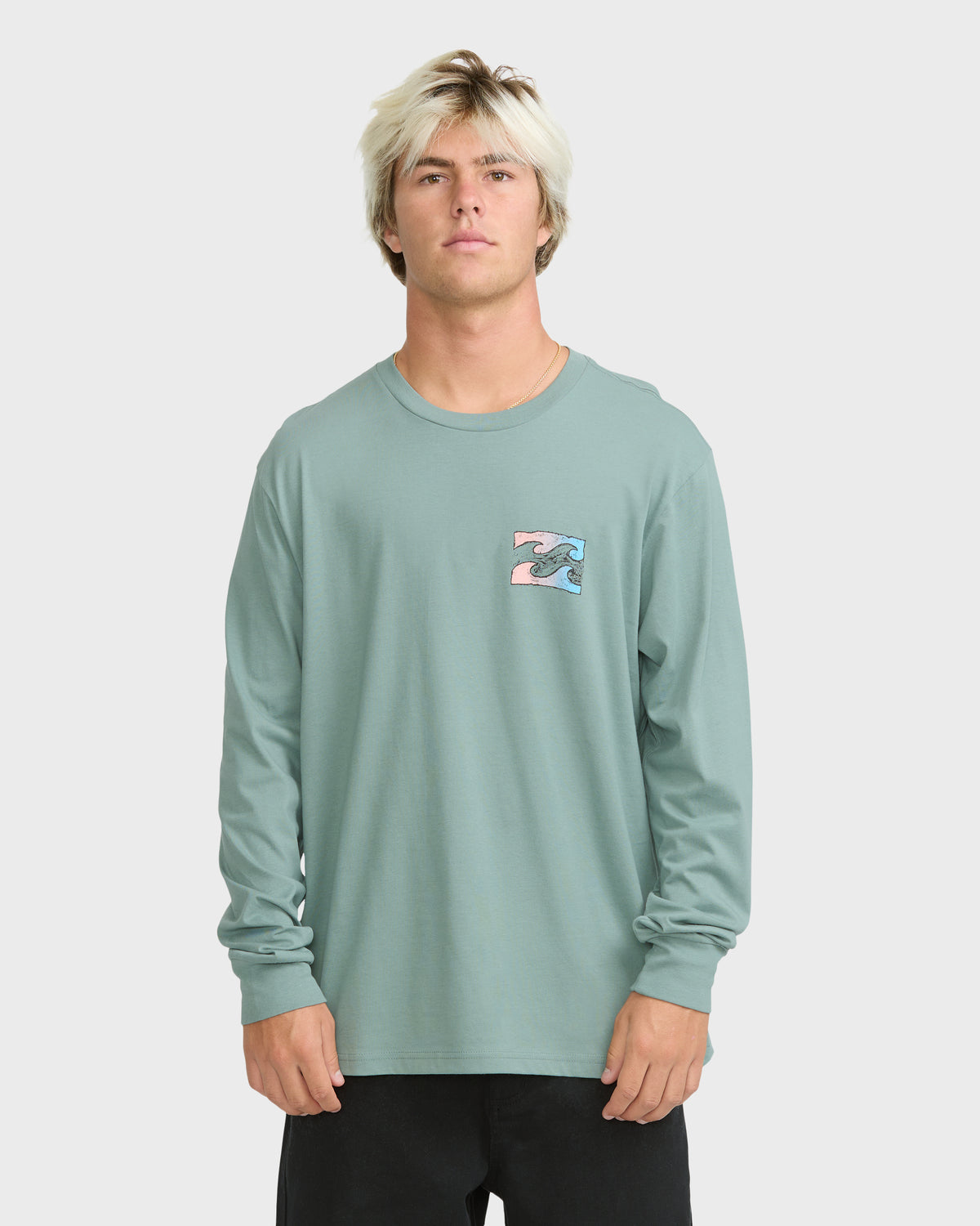 
Crayon Wave Premium Long Sleeve Knit T-Shirt - Silt Green