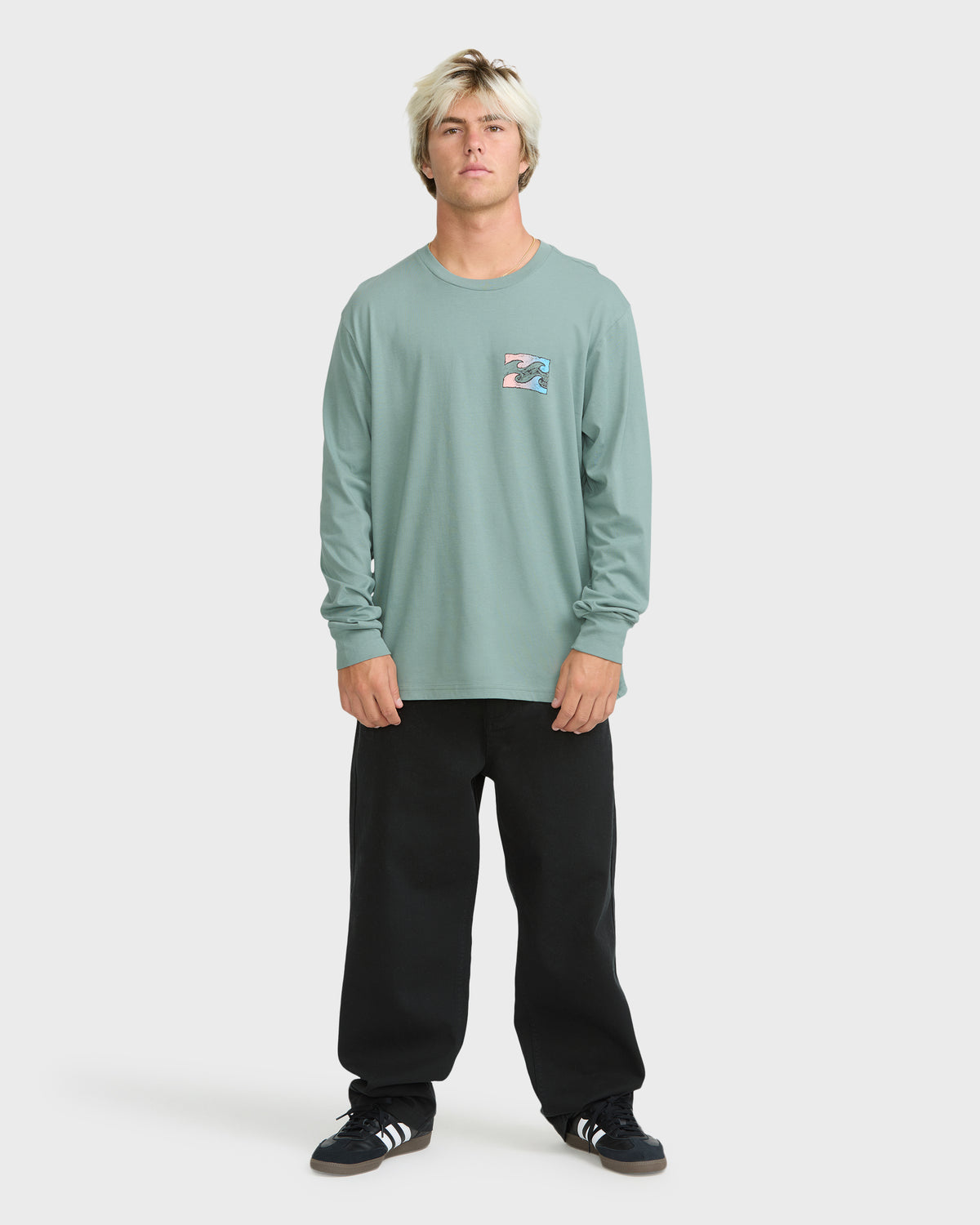
Crayon Wave Premium Long Sleeve Knit T-Shirt - Silt Green