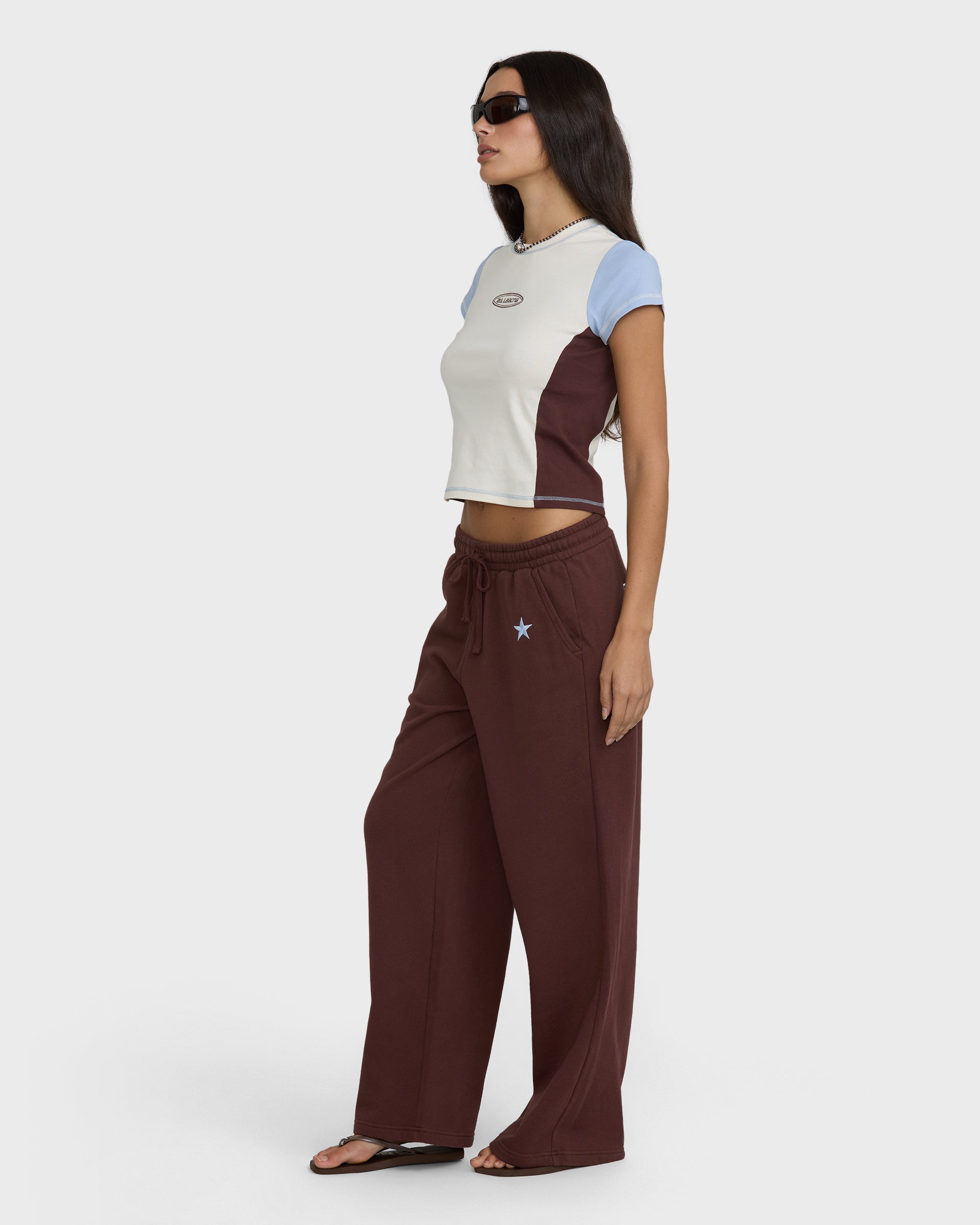 Star Crossed High Rise Wide Leg Fleece Sweatpants - Teak – Billabong