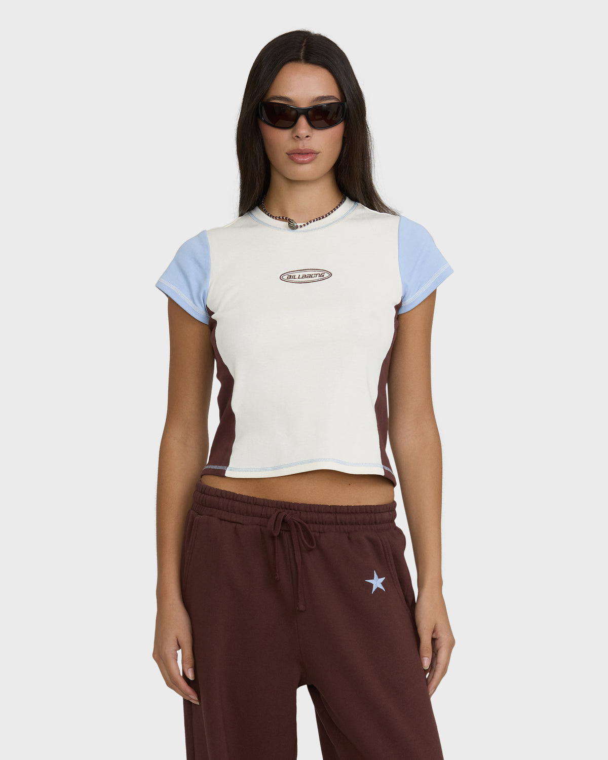 
Sporty Short Sleeve Rib Knit T-Shirt - Salt Crystal